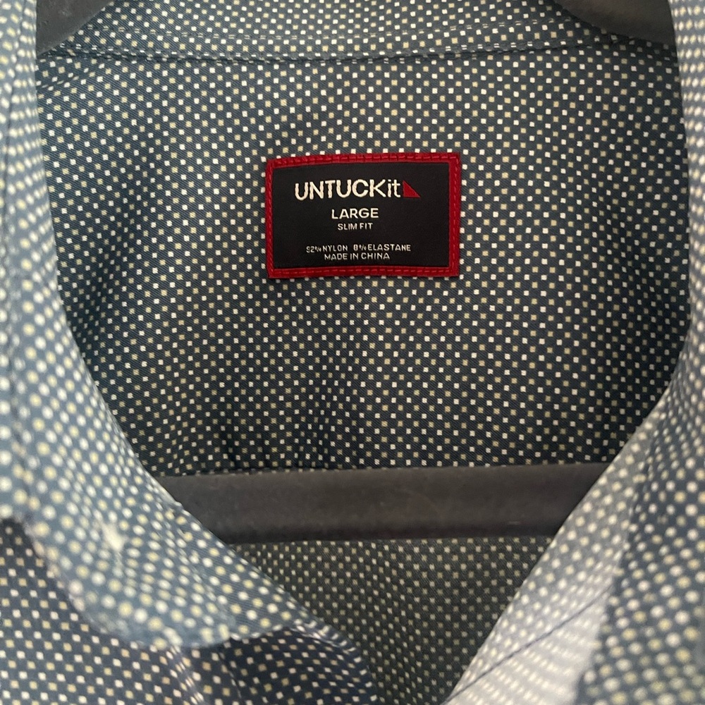 UNTUCKit Navy Patterned Performance Men's Shirt N… - image 5